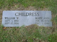 Mary Ann Davis Childress and William W Childress&#039; grave marker