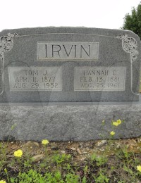 Tom and Hannah Cornelia (Overby) Irvin&#039;s tombstone