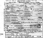 Death certificate for Taylor A. &quot;Neddy&quot; Arrmstrong